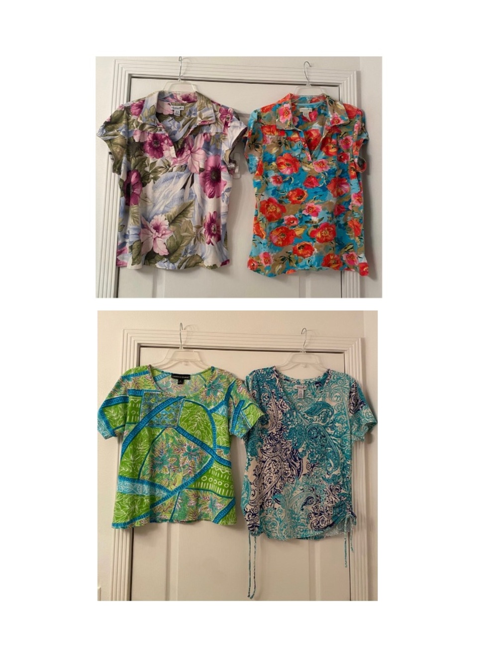 Caribbean Joe Floral and Paisley Short Sleeve Tops Size XL